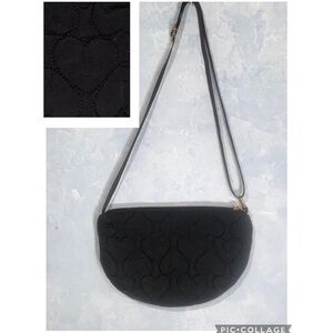LD Black Heart Quilted Crossbody Bag ~ Small ~ New
